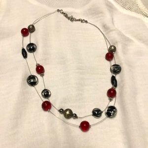 Stunning red, black and silver necklace